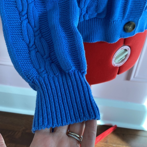 COLOUR EIGHTEEN Cropped Cardigan, Blue, 100% Cotton, Front Pockets, Women’s US M - Picture 4 of 9